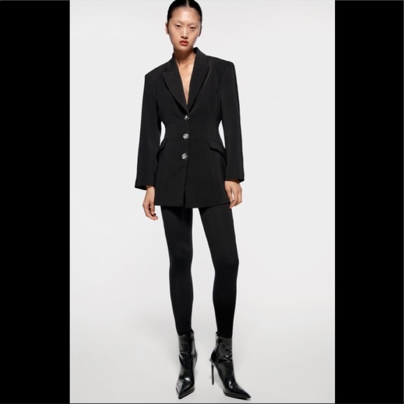 ZARA BLOGGERS FAV NWT LONG BLAZER WITH JEWEL BUTTONS - Picture 12 of 16